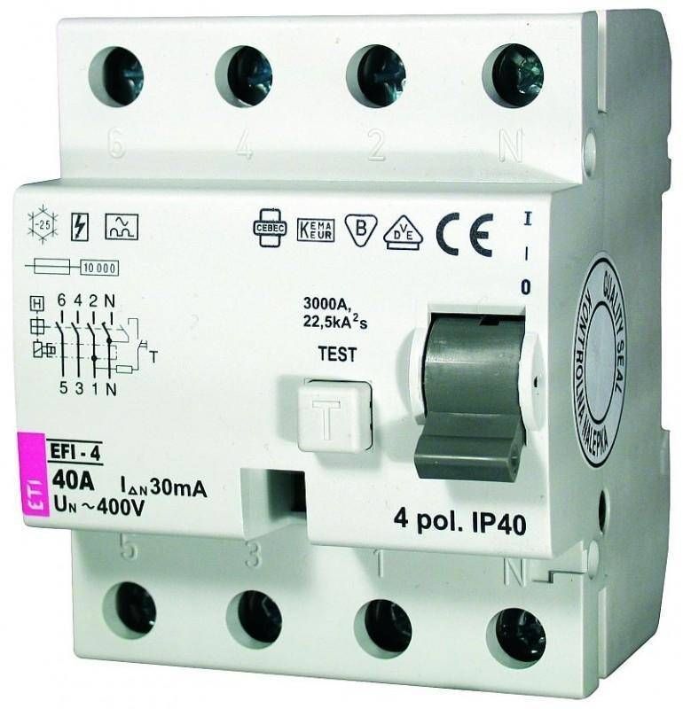 RIKKEVOOLUKAITSE ETI 3F 4M 40A/30MA 6KA